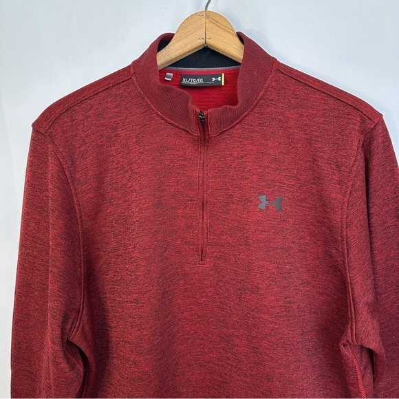 Under Armour Sweater Pullover Mens Size XL 1/4 Zip Storm Red Maroon Burgundy - Picture 3 of 15